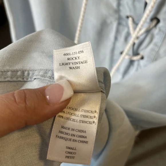 Rails Rocky Lace-Up light wash Lyocell Chambray Shirt Dress M - Picture 7 of 10
